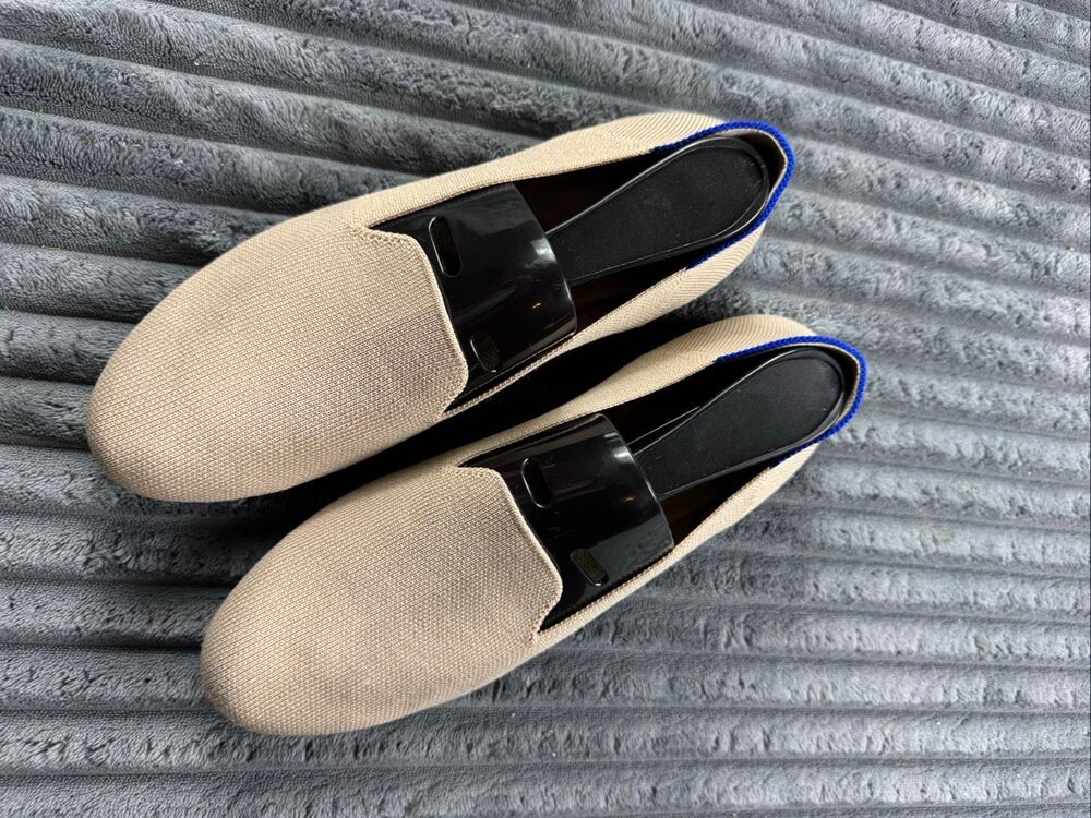 Rothy’s Womens The Almond Loafer Beige Black Shoes Size 10